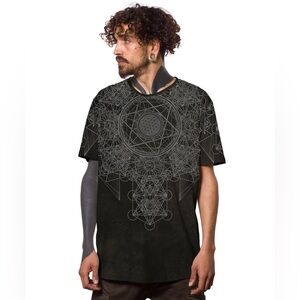 PlazmaLab GRID THEORY T-SHIRT TIE DYE BLACK TEXTURE Size M